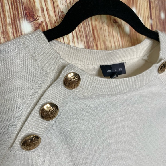 The Limited Creme Sweater with Gold Embellished Buttons Size Medium - Picture 4 of 5